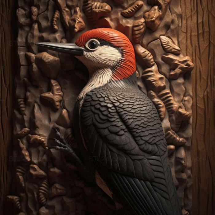 Nature and animals (woodpecker 1, NATURE_6857) 3D models for cnc